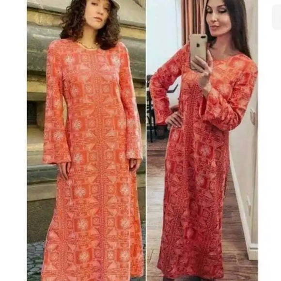 Zara Dresses & Skirts - Zara orange midi dress Xs